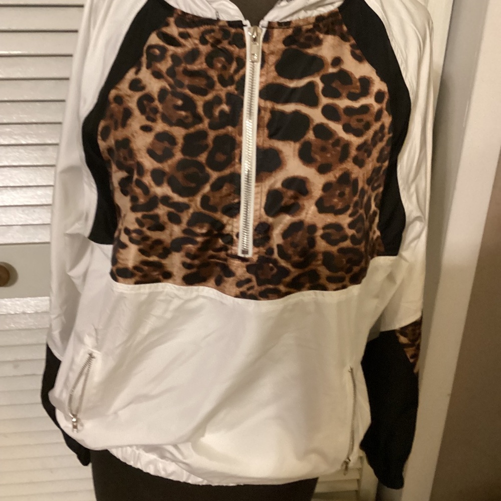 White &  leopard windbreaker ladies small